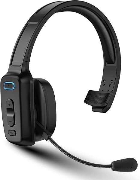 Bluetooth Headset, 60hrs Noise Canceling V5.2 Over Head Headphones, Single Ear Trucker Wireless Headset with Mic, Mute Button, Multipoint, for Phones PC Computer Truck Driver Office Work - Black