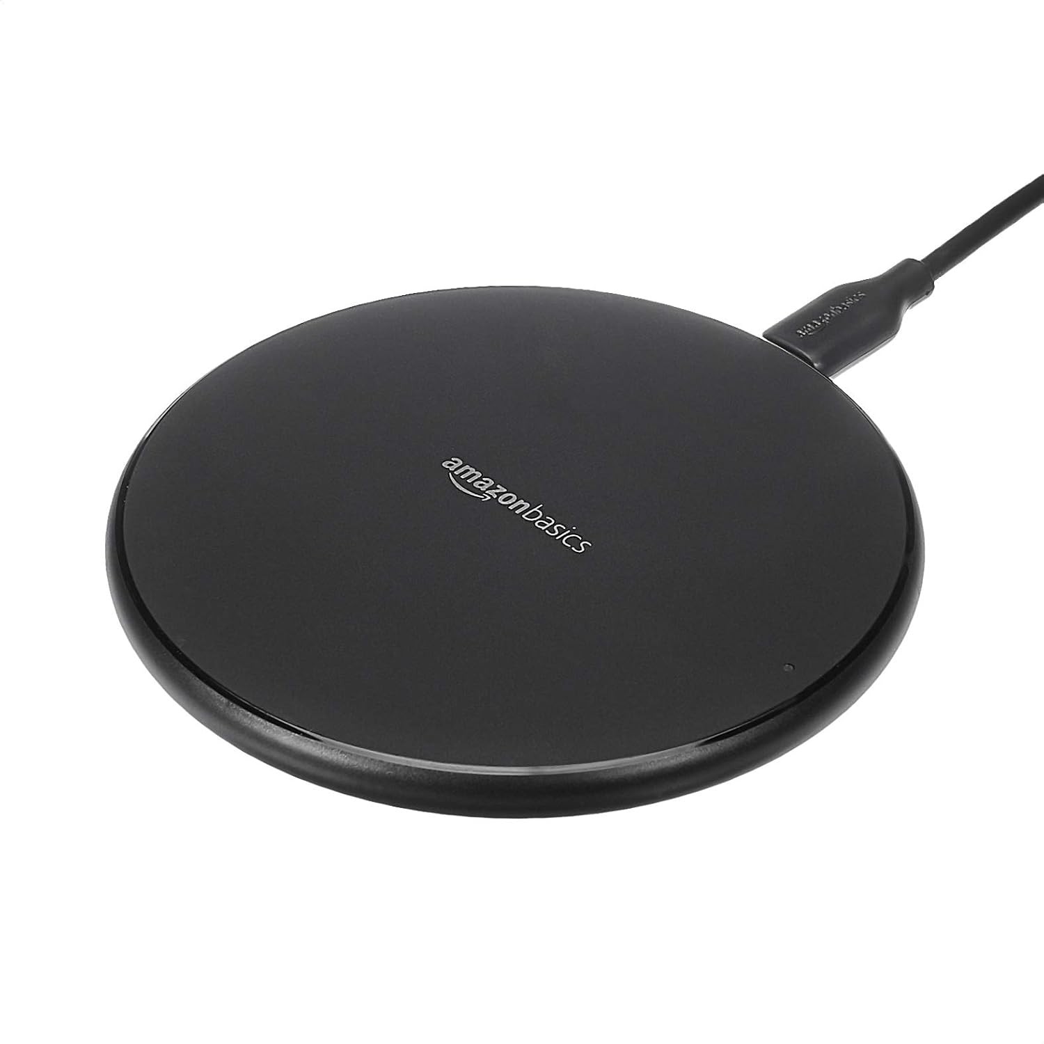 Basics 15W Qi Certified Fast Wireless Charging Pad with USB Cable for iPhone 15/14/13/12/11/X, Samsung and LG, Case Compatible, Black