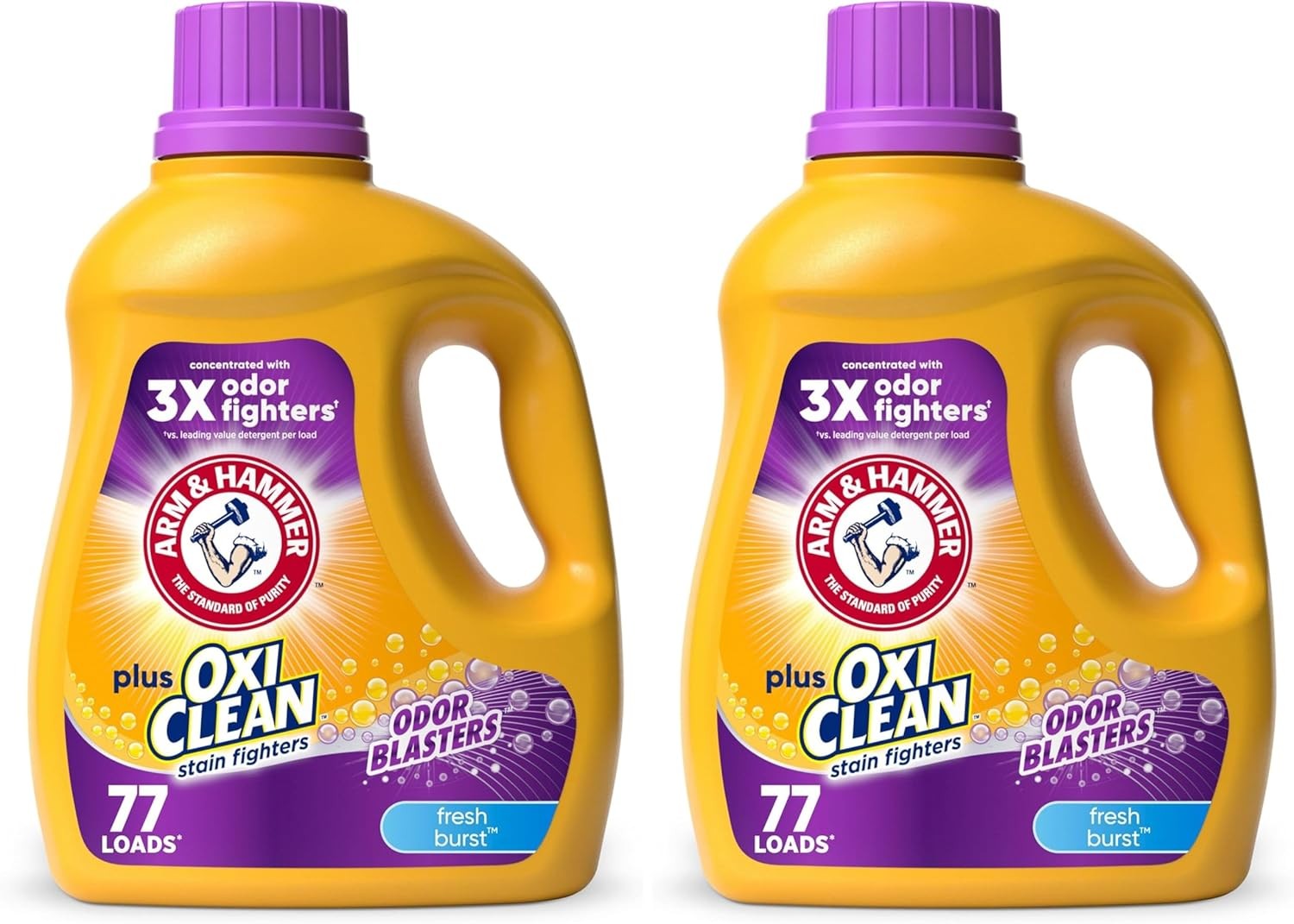 ARM & HAMMER Plus OxiClean Odor Blasters Fresh Burst,77 Loads Liquid Laundry Detergent,100.5 Fl oz,(Pack of 2)