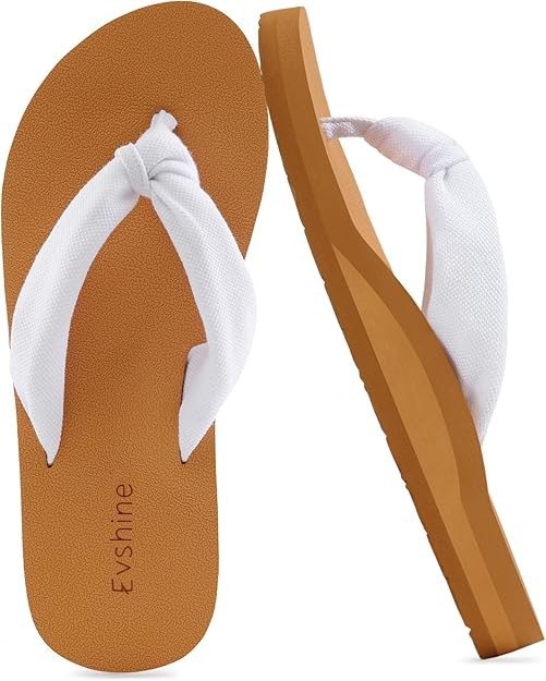 Evshine Women's Flip Flops with Moderate Arch Support, Summer Comfortable Yoga Mat Thong Sandals for Beach, Pool, Travel