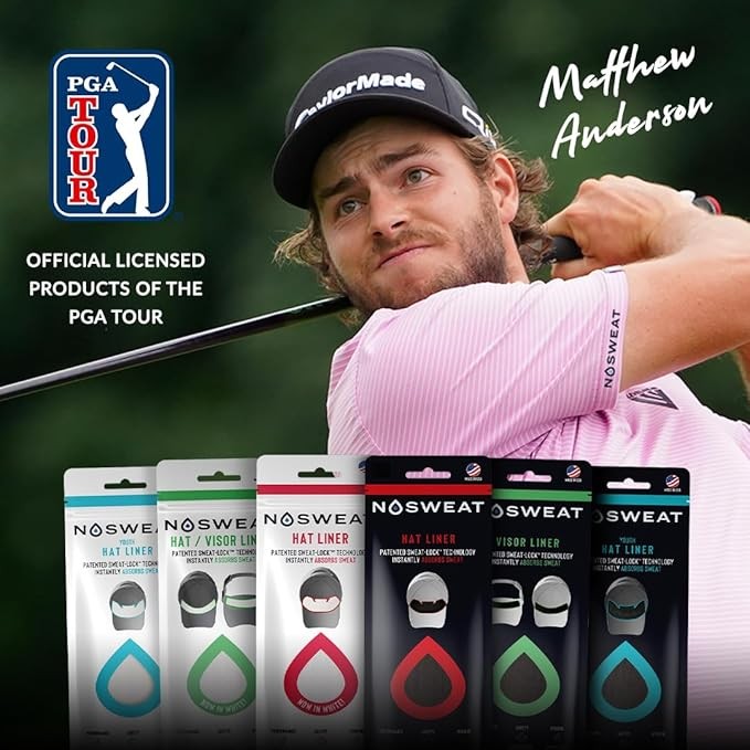 Golf Hat Sweat Liner | PGA Tour Licensed | Prevents Stains & Odor | Made in The USA - 3 | 6 | 12 | 25 Pack